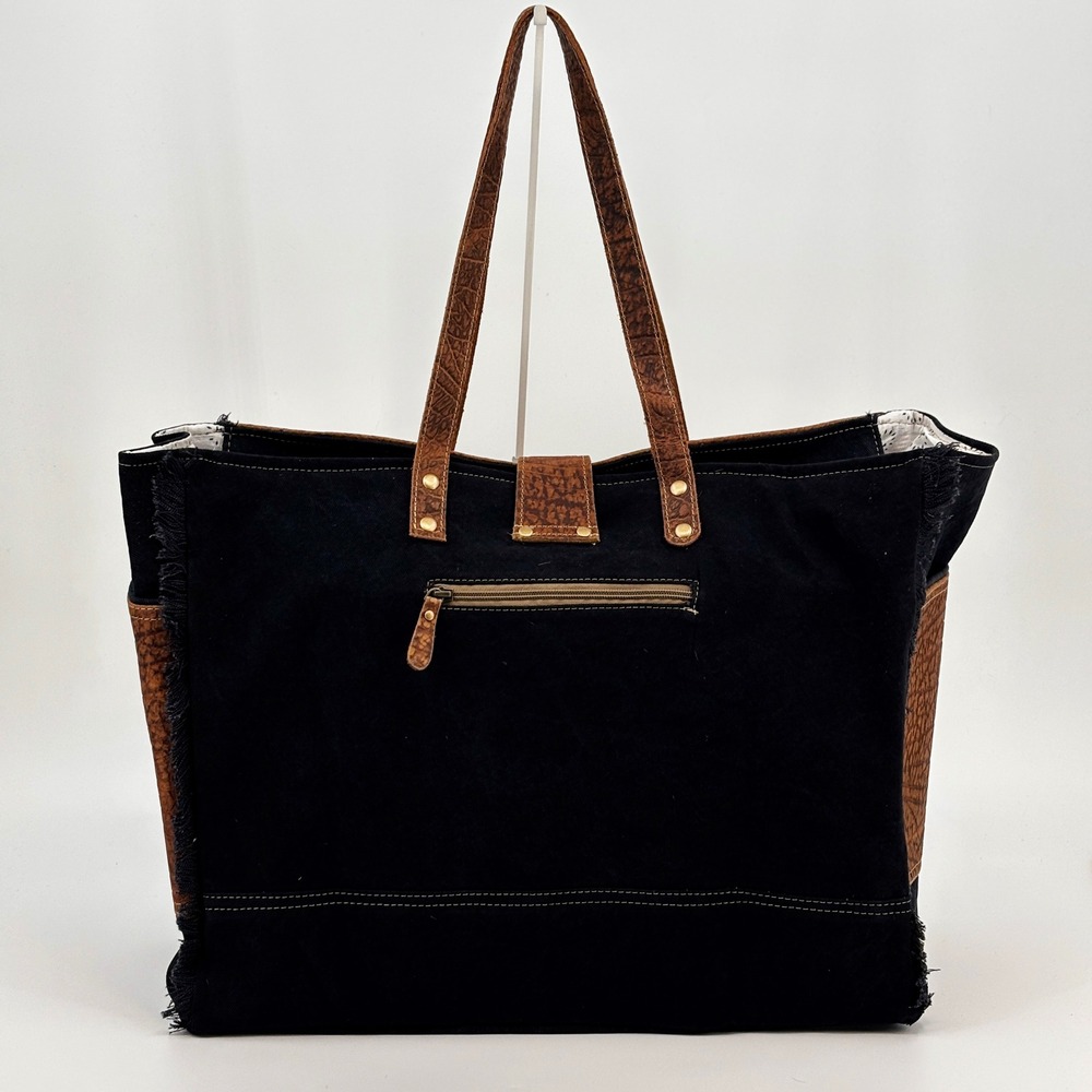Myra Asher Weekender Bag Women Large Brown Cowhide Leather Travel Tote S-6780 - Picture 10 of 14